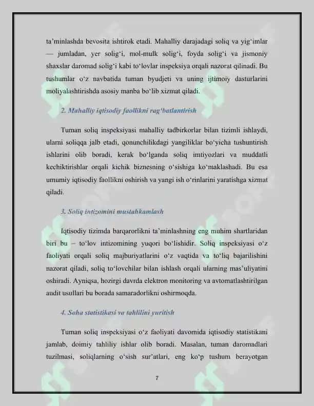 Parkent tumani soliq inspeksiyasi faoliyati va iqtisodiy ahamiyati 7
