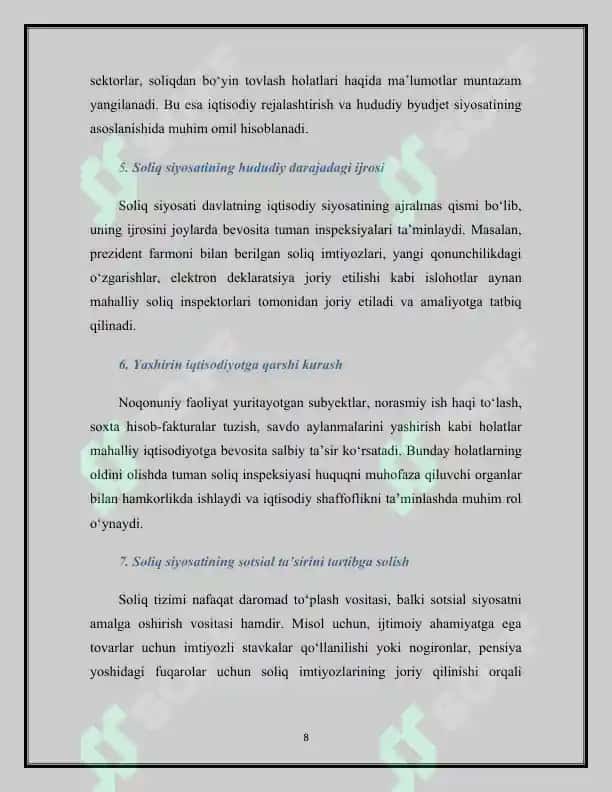 Parkent tumani soliq inspeksiyasi faoliyati va iqtisodiy ahamiyati 8