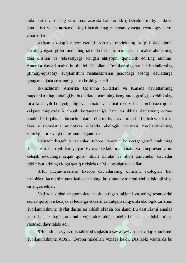 Dunyoning milliy parklaridan ekoturizmda foydalanish modellari 4