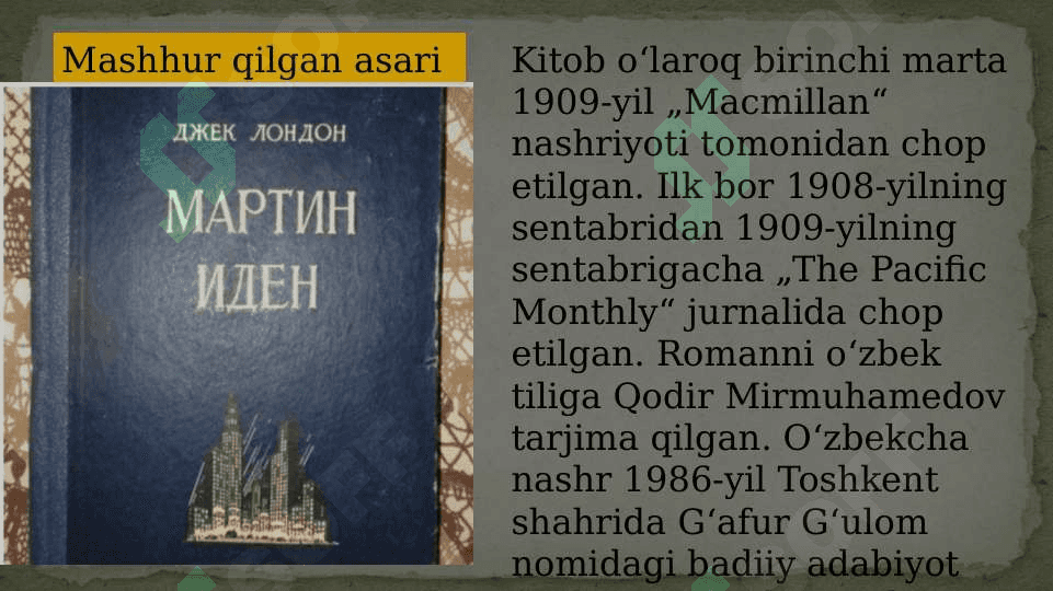 Jack Londonning   Martin Iden asari tahlili 5