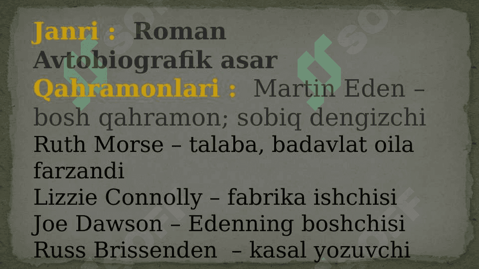 Jack Londonning   Martin Iden asari tahlili 8