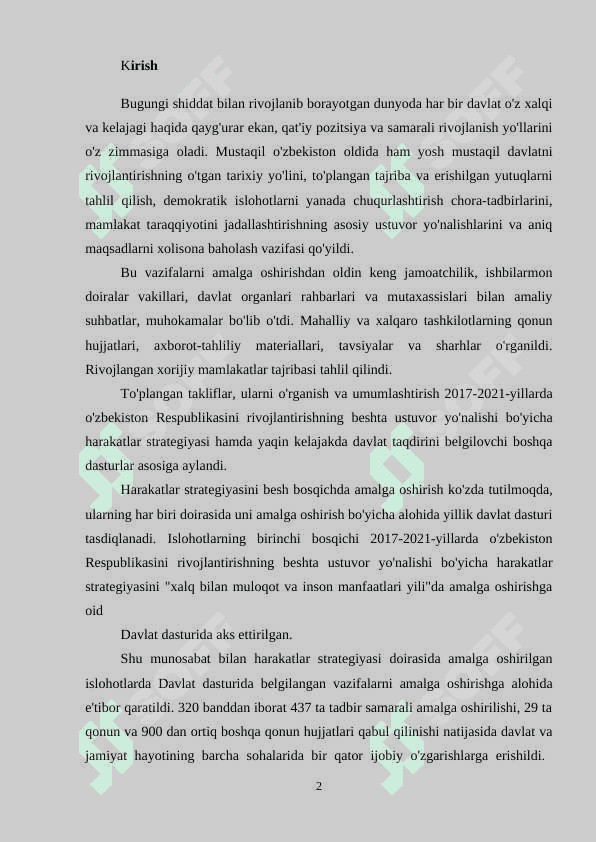 O'ZBEKISTONNING IQTISODIY SALOHIYATI VA UNDAN SAMARALI FOYDALANISH MUOMOLARI 2