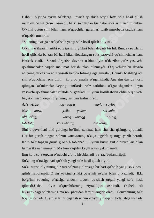 Savod o'rgatish tayyorlov darvrida o'yinlardan foydalanish 6