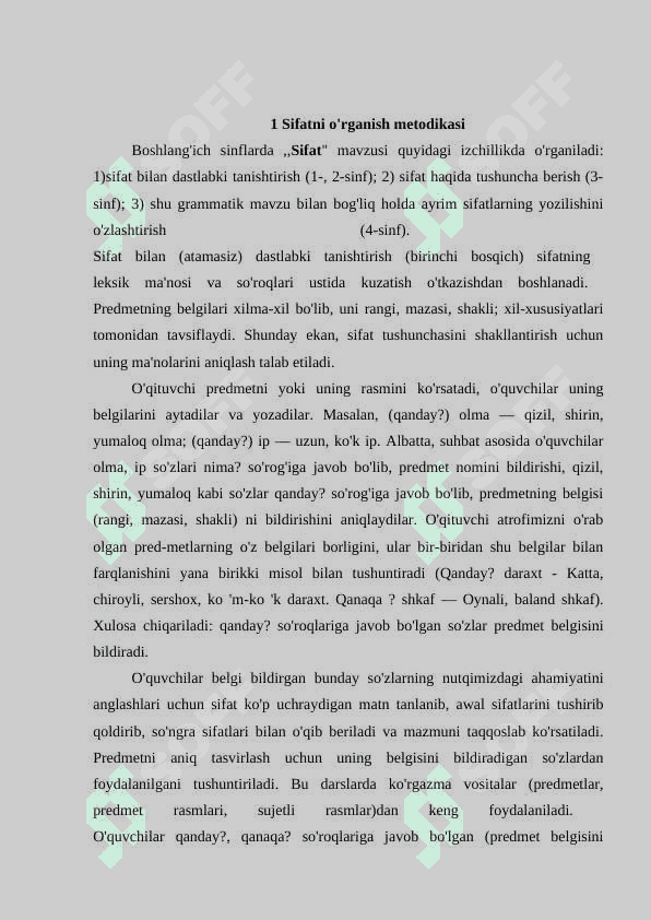 Sifat mavzusini o'rgatish metodikasi , 4