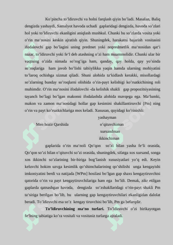 So'z kengaytiruvchilari to'ldiruvchi va aniqlovchi yuzasidan tahlil 5