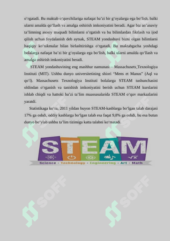 Steam ta'lim texnologiyasi asosida ta'lim tarbiya berish va loyihalashtirishning mohiyati 8