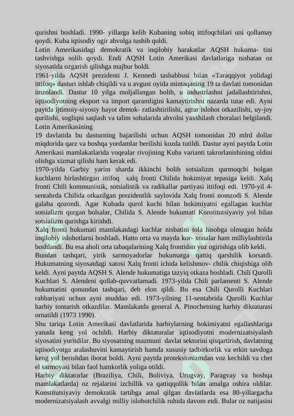 Lotin Amerikasi davlatlari 20 asr ikkinchi yarmi 21 asrni boshlarida 4
