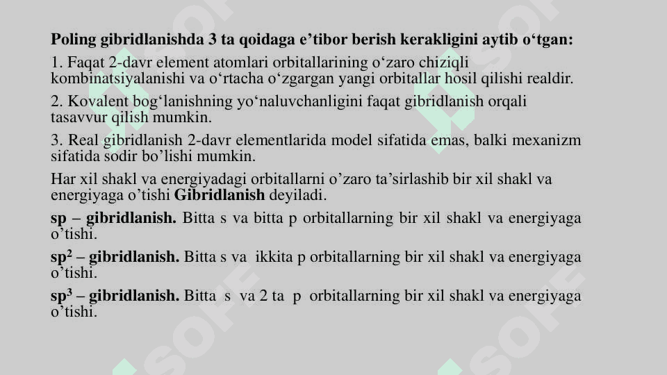 Molekulalarning fazoviy tuzilishi va gibridlanish 4