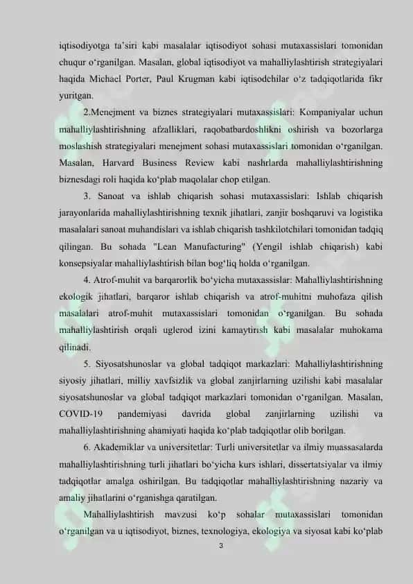 Mahalliylashtirishning iqtisodiy va ijtimoiy oqibatlari 3