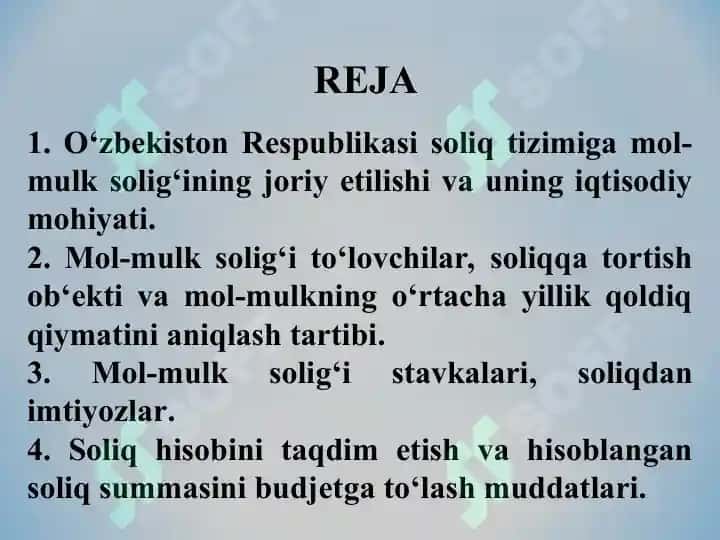 Yuridik shaxslarning mol-mulkiga solinadigan soliq 2