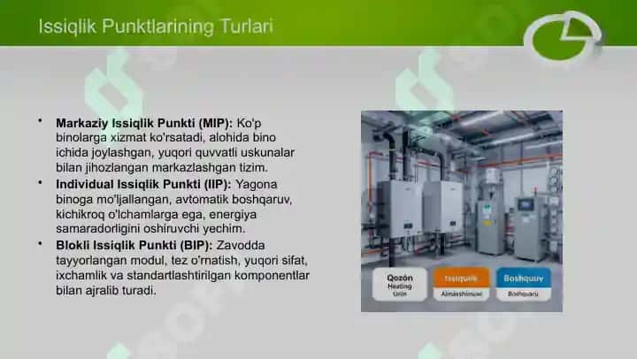 Markazlashgan issiqlik taʼminoti. Issiqlik punkti uskunalari 8