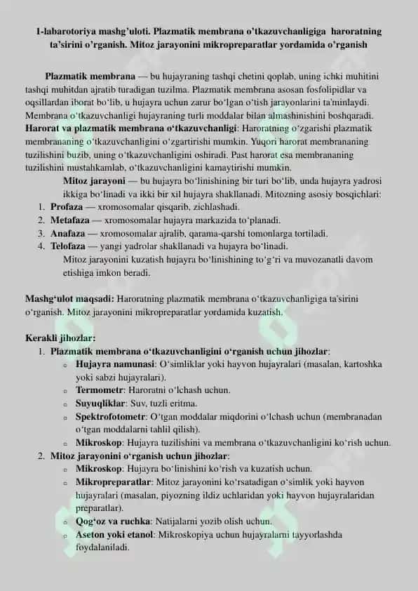 Akademik litseyi 1-kurs mechfaklari uchun laboratoriya kitobi 2