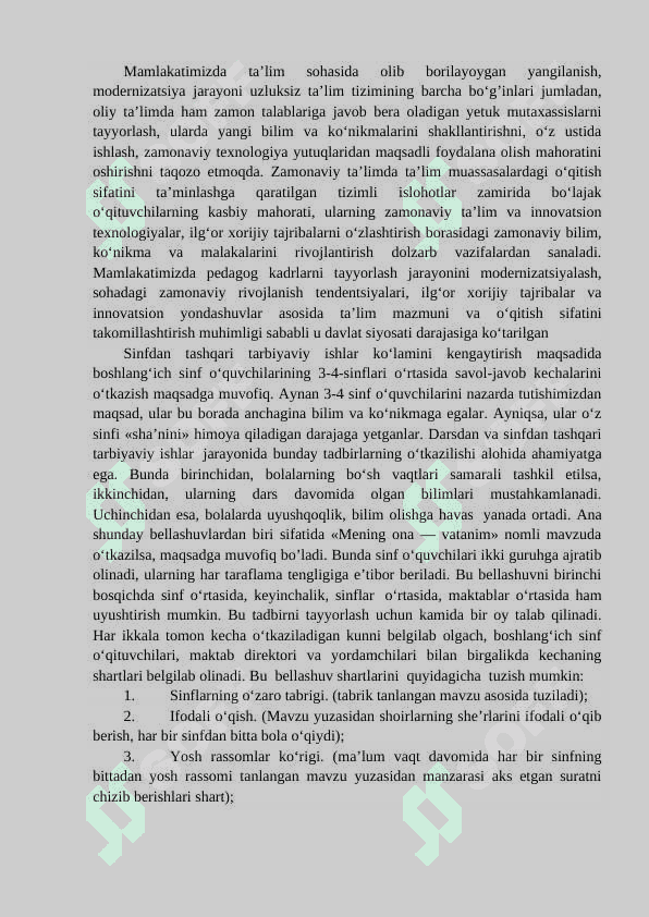 4-sinfda tanlovlarning mazmuni va ularni tashkil qilish usullariga topshiriqlar tizimini ishlab chiqish. 2