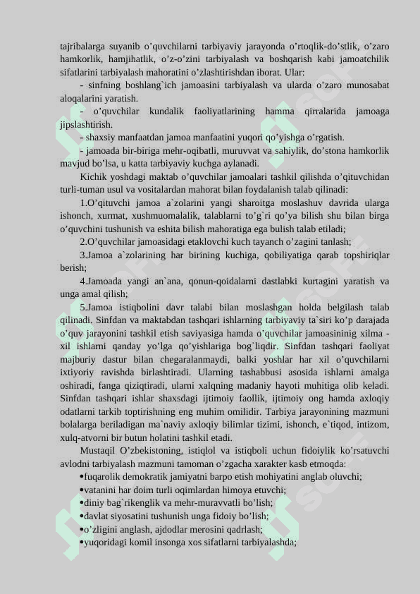 4-sinfda tanlovlarning mazmuni va ularni tashkil qilish usullariga topshiriqlar tizimini ishlab chiqish. 4