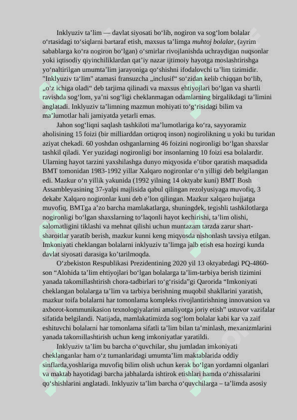 Rivojlanish muammolari bo’lgan bolalar uchun inklyuziv ta’limni keng ta’limiy amaliyotiga joriy etish algaritimlari 2