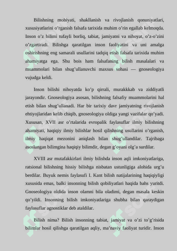 Genesalogiya – bilishni o’rgatuvchi falsafa soxasi. Agnostitsizm, spektitsizm, nigilizm umumiy va o’ziga xos jihatlari 2