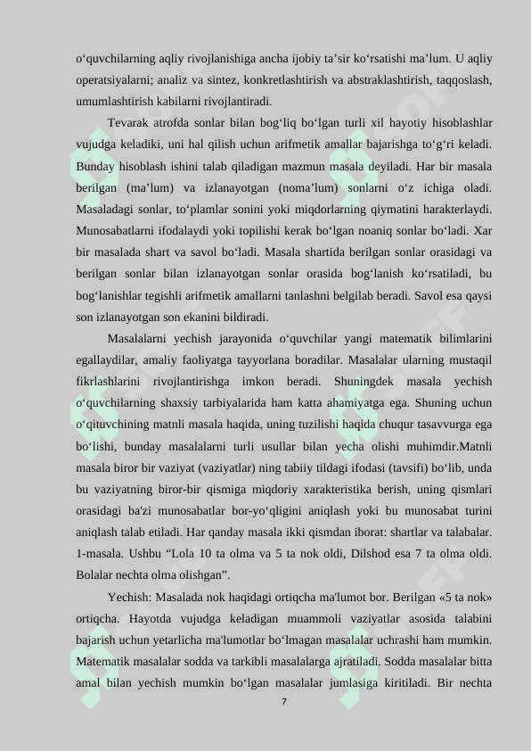 2-sinfda matematik murakkab masala va ularni yeshiga o’rgatish metodikasi 7