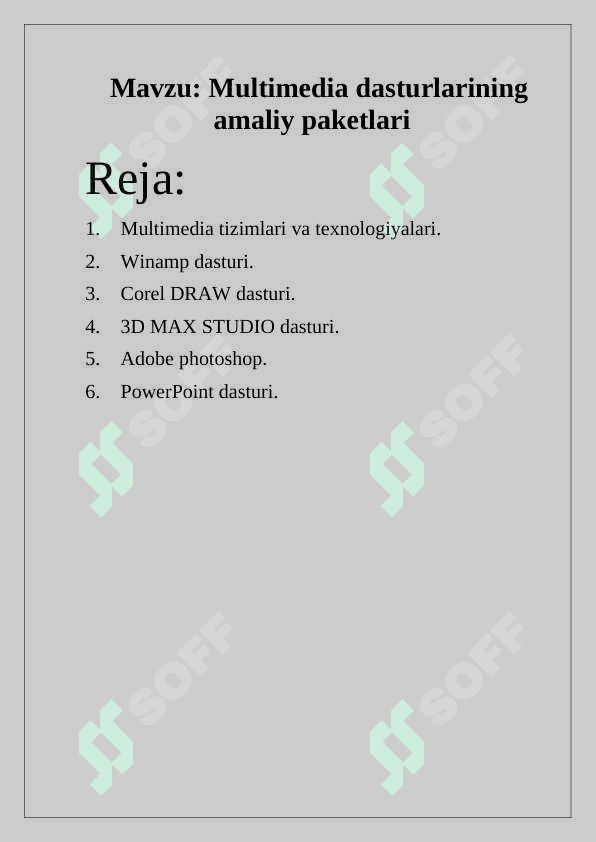 Multimedia dasturlarining amaliy paketlari 2