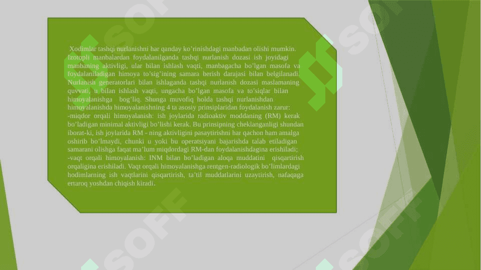Dpm larda Inm lardan foydalanilganda dozimetrik va radiometrik nazorat o'tqazish asoslari 2