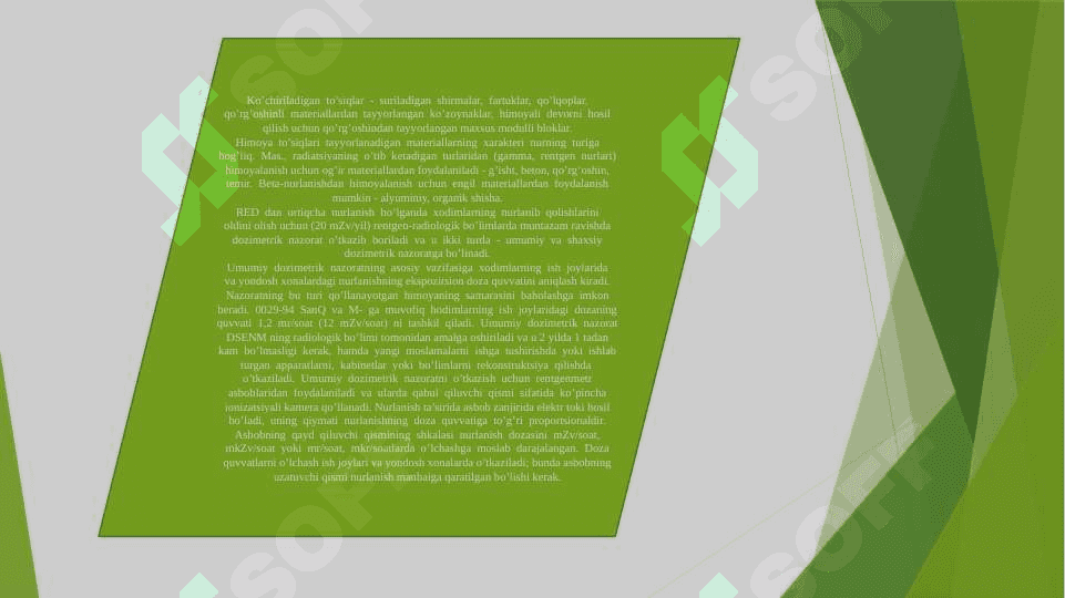 Dpm larda Inm lardan foydalanilganda dozimetrik va radiometrik nazorat o'tqazish asoslari 4