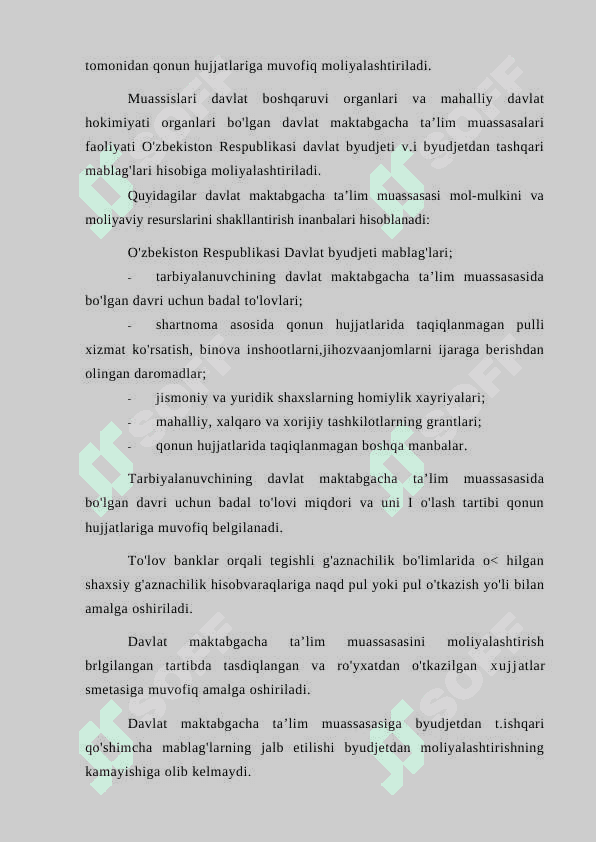 MAKTABGACHA TA’LIMNI REJALASHTIRISH, MOLIYAVIY TA’MINLASH, BOSHQARISH 6