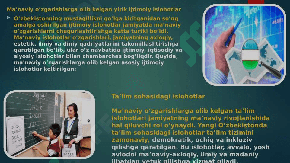 Yangi O'zbekistonda amalga oshirilayotgan ma' naviy o'zgarishlar 4