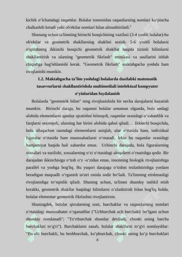 Maktabgacha taʼlim tashkilotlariga turli yosh guruhlarda matematika mashgʻulotgʻarini oʻtkazish metodikasi 7