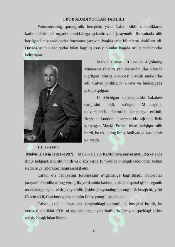 Fotosintezning qorong’ulik bosqichi 6