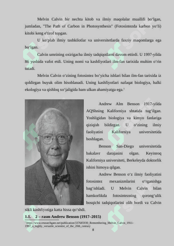 Fotosintezning qorong’ulik bosqichi 8