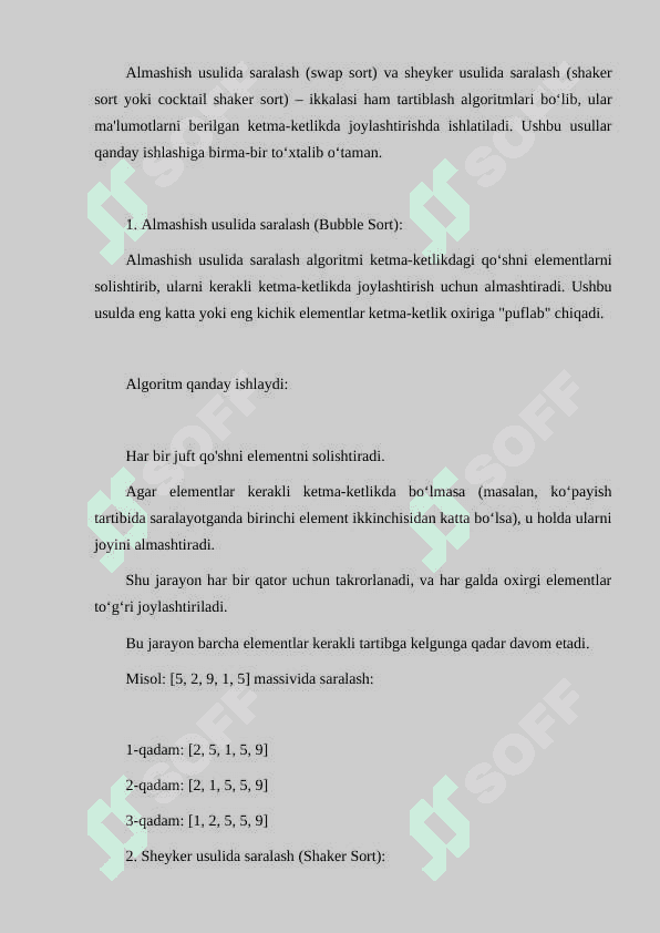 ALMASHISH USULIDA SARALASH SARALASHNING SHEYKER USULI 2