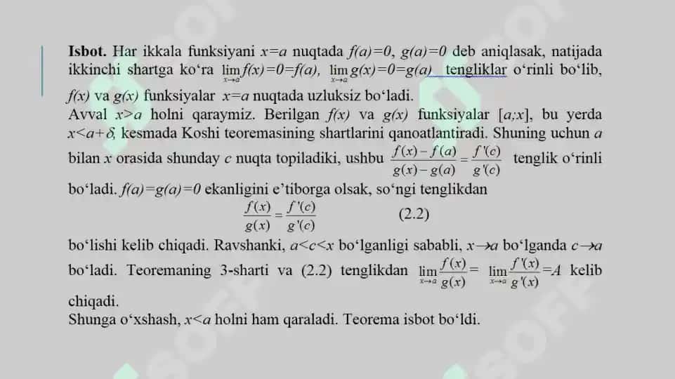 DIFFERENSIAL HISOBNING ASOSIY TEOREMALARI 6