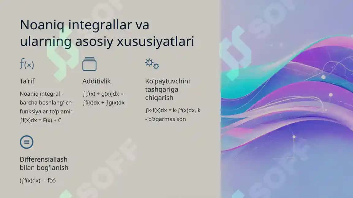 Integrallar jadvali va integrallashning eng sodda qoidalari 4