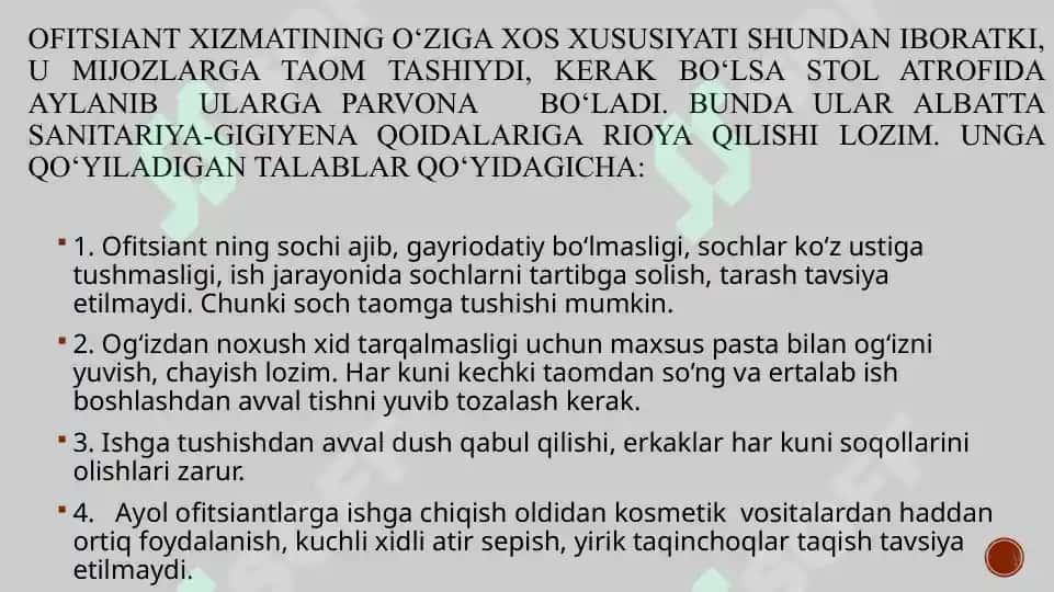 Restoran xo‘jaligida sanitariya-gigiyena talablari 4
