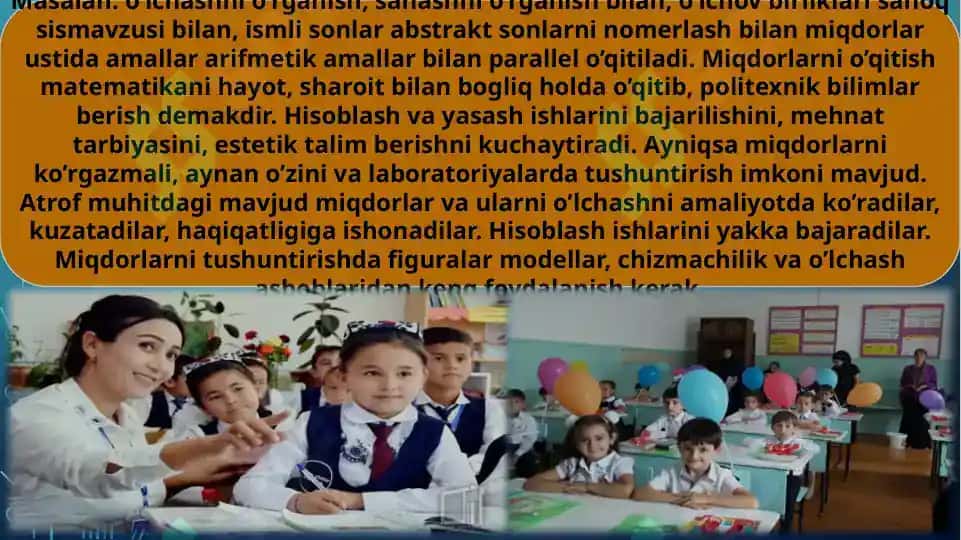 BOSHLANG'ICH SINFLARDA ASOSIY MIQDORLAR VA ULARNING O'LCHOV BIRLIKLARI 3