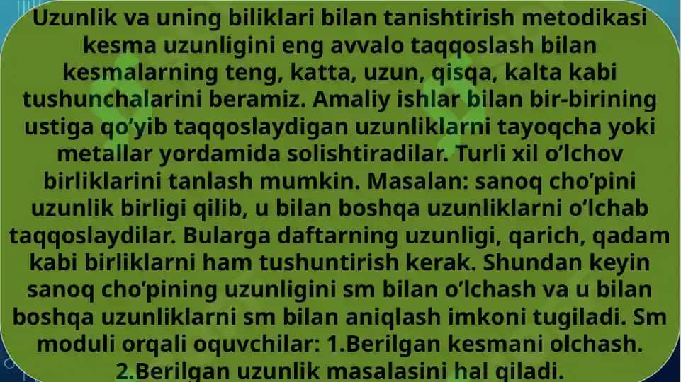 BOSHLANG'ICH SINFLARDA ASOSIY MIQDORLAR VA ULARNING O'LCHOV BIRLIKLARI 4