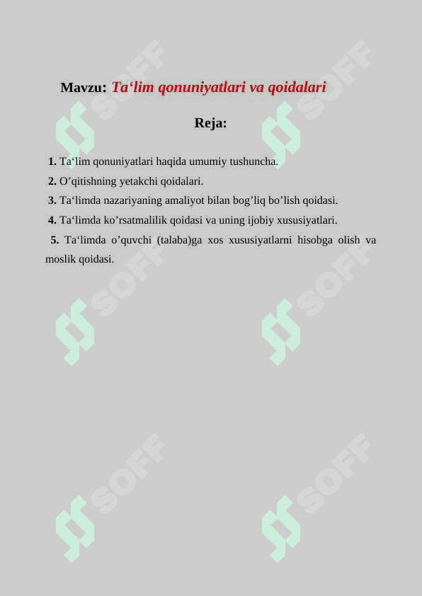 Ta`lim qonuniyatlari 2