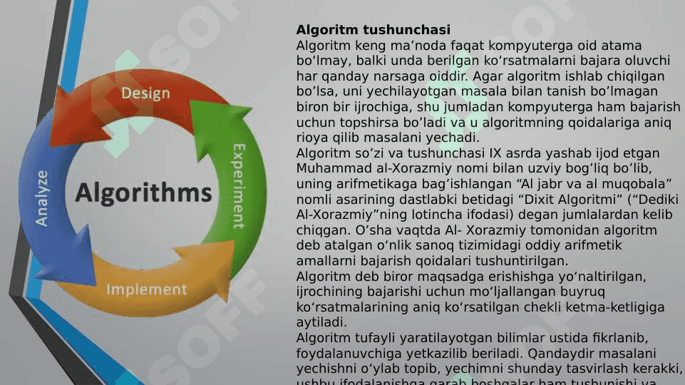 Ma’lumotlar, algoritmlar va ma’lumotlar tuzilmasi tushunchalari. Ma’lumotlarni ifodalash bosgichlari. Ma’lumotlar toifalari. Ma’lumotlarning abstrakt tuzilmasi. 3
