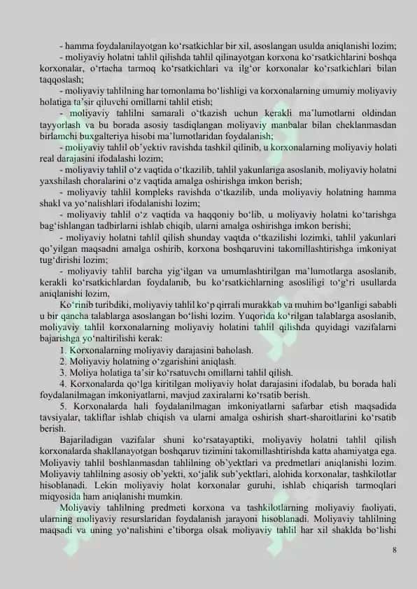 Korxona moliyaviy holatining tahlili 8