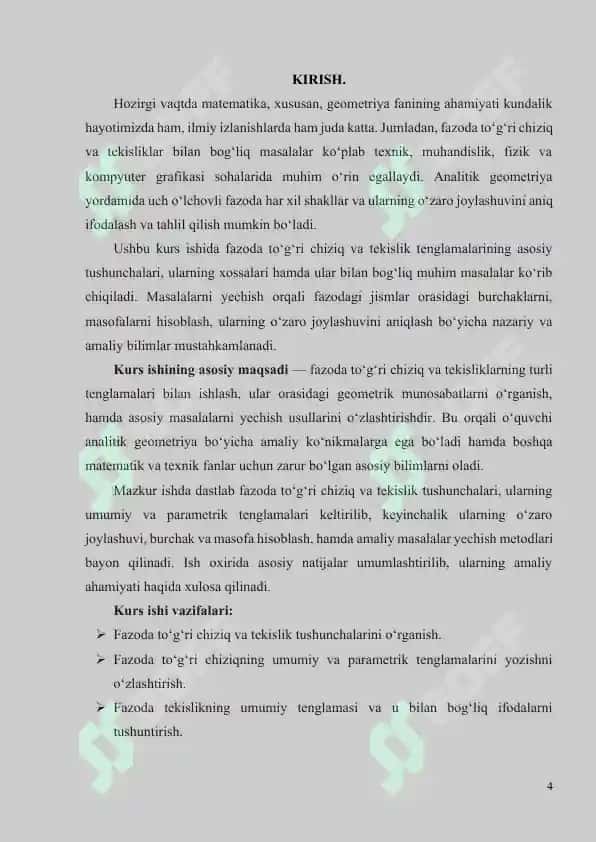 Fazoda to’g’ri chiziq tenglamalari va tekisliklarga doir asosiy masalalar 4