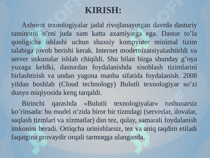 Bulutli tehnologiyalarga havf soluvchi tahdidlarni o’rganish 2