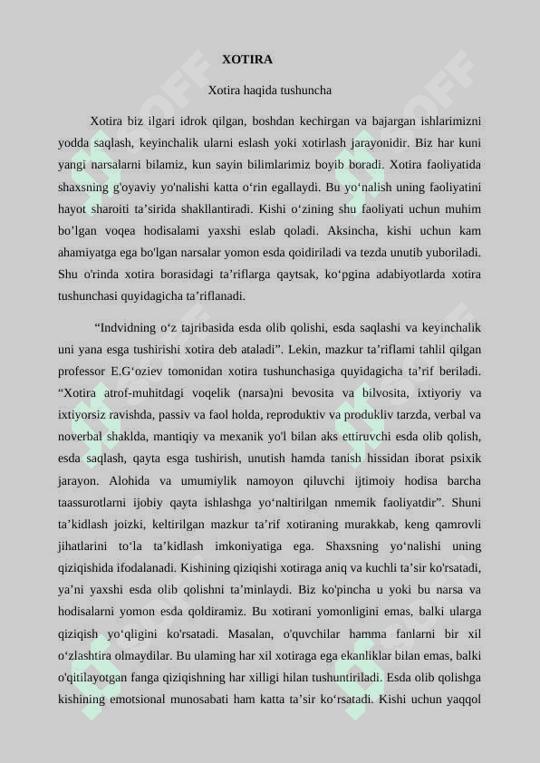 Xotira turlari va uning jarayonlari 3