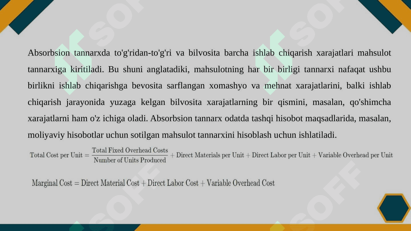 Absorbsion va marjinal xarajatlar 7