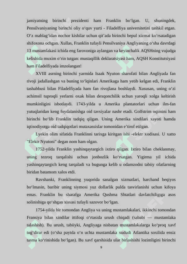 Benjamin Franklin hayoti va siyosiy faoliyati 8