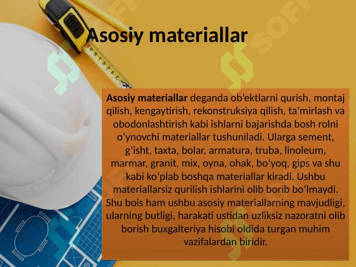 Qurilish tashkilotlarida materiallar hisobi 5