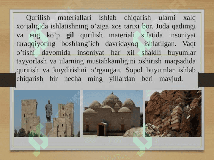 Qurilish tashkilotlarida ishlatiladigan materiallarning tasnifi, tavsifi va baholanishi 2
