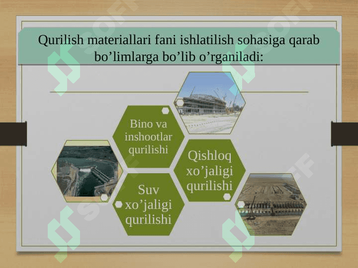 Qurilish tashkilotlarida ishlatiladigan materiallarning tasnifi, tavsifi va baholanishi 6