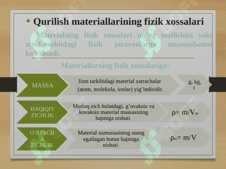 Qurilish tashkilotlarida ishlatiladigan materiallarning tasnifi, tavsifi va baholanishi 7