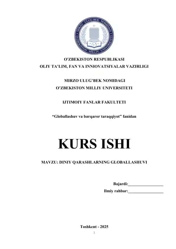 Diniy Qarashlarning Globallashuvi 1