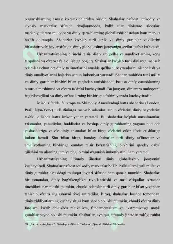 Diniy Qarashlarning Globallashuvi 7