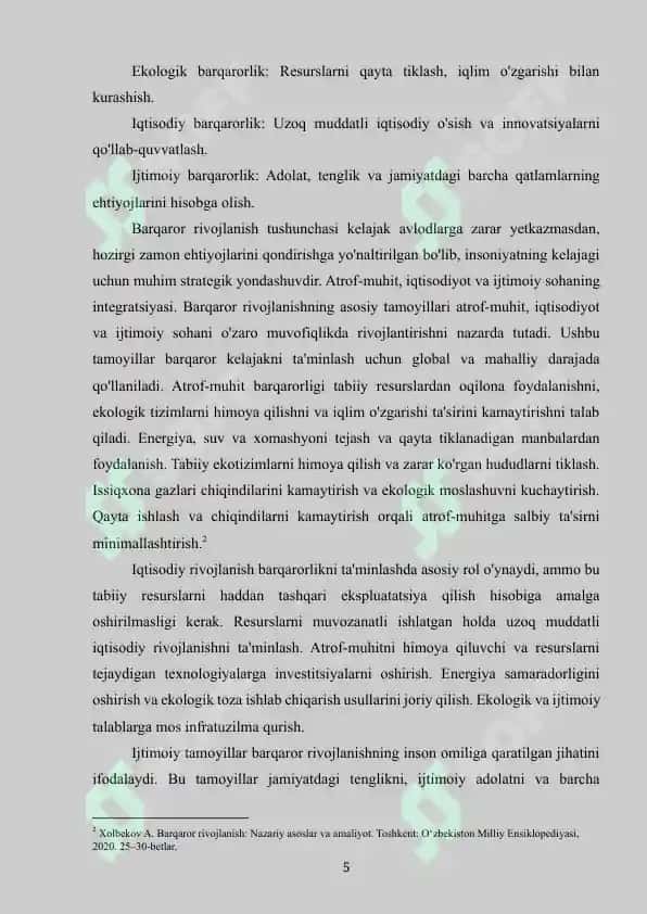 Barqaror rivojlanish 5